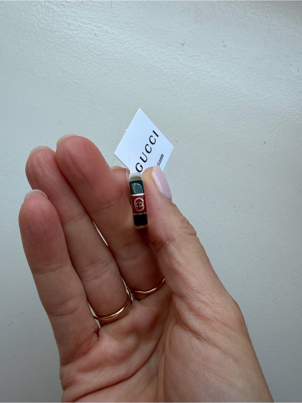 Gucci Black, Red & Green Enamel Capsule Charm Ring